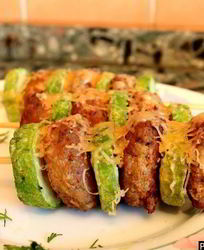 Шашлыки из кабачков с фаршем в духовке