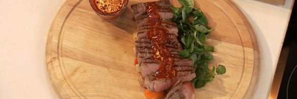 микс-стейк с овощным шашлычком