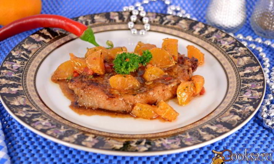 Рецепт острых свиных стейков с мандариново-медовым соусом