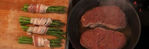 стейк из говядины со спаржей