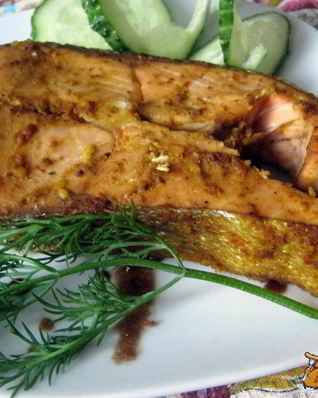 Стейк из кеты на пару