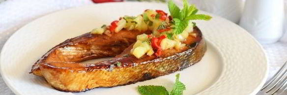 стейк из семги на сковороде