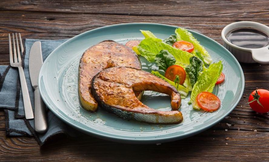 Рецепт стейка из семги в глазури терияки