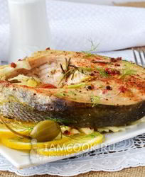 Стейк лосося в духовке