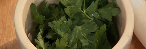 стейк с крабовым мясом и чесночным пюре