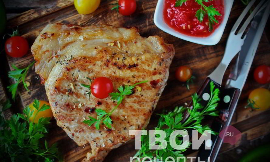 Рецепт стейка свиного с овощами