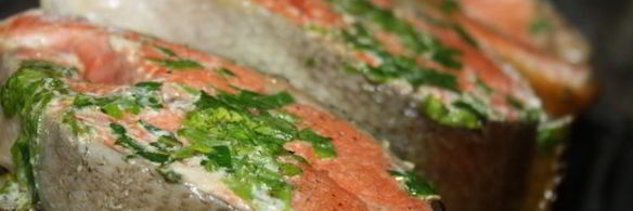 стейки нерки на гриль-доске