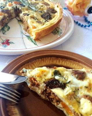 Киш с тефтелями, тыквой и сыром Дор блю