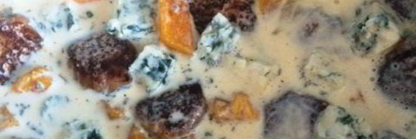 киш с тефтелями, тыквой и сыром дор блю