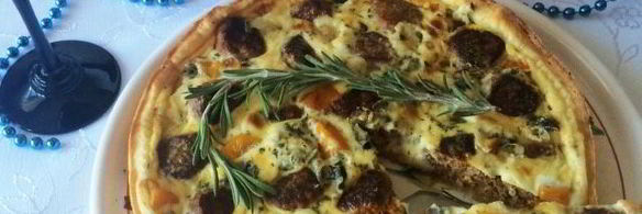 киш с тефтелями, тыквой и сыром дор блю