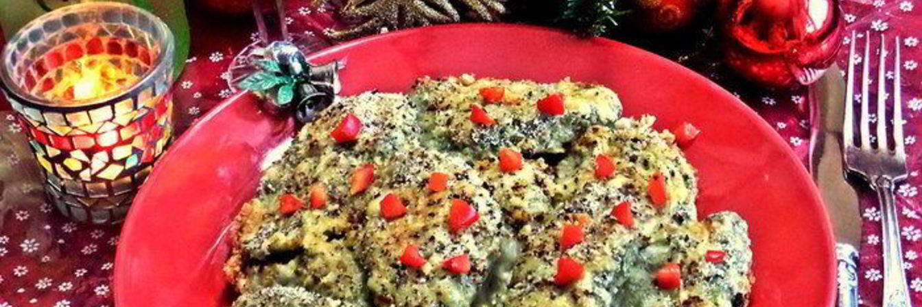 Творожные ньокки со шпинатом, запеченные под сыром