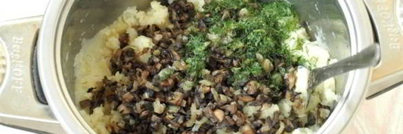 вареники из теста на кефире с картошкой и грибами