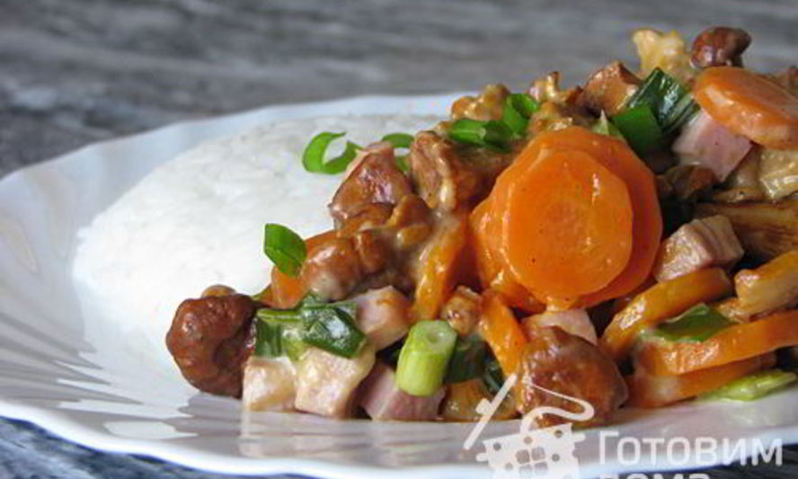 Рецепт морковного жаркого с лисичками