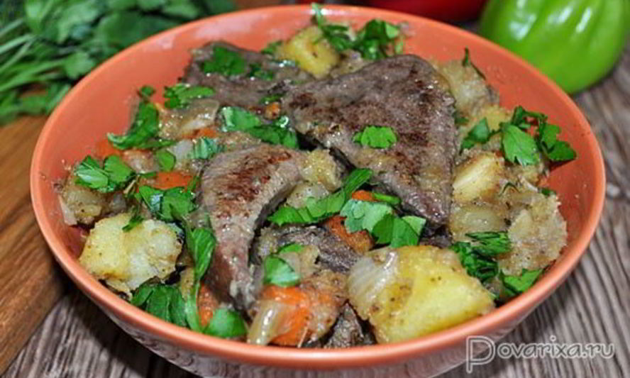 Рецепт жаркого из печени с картофелем