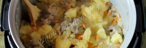 жаркое с солеными огурцами в мультиварке