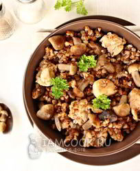 Гречка с мясом и грибами в мультиварке