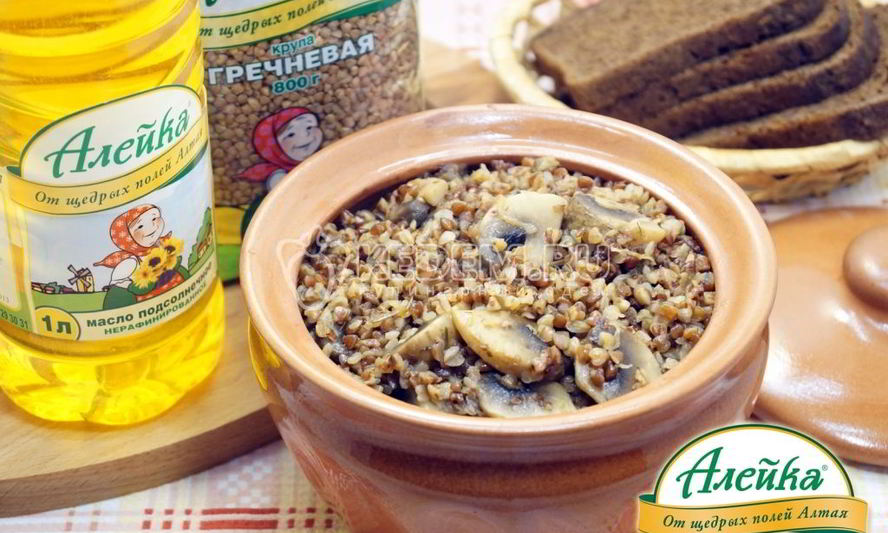 Рецепт постной гречки с грибами в горшочке