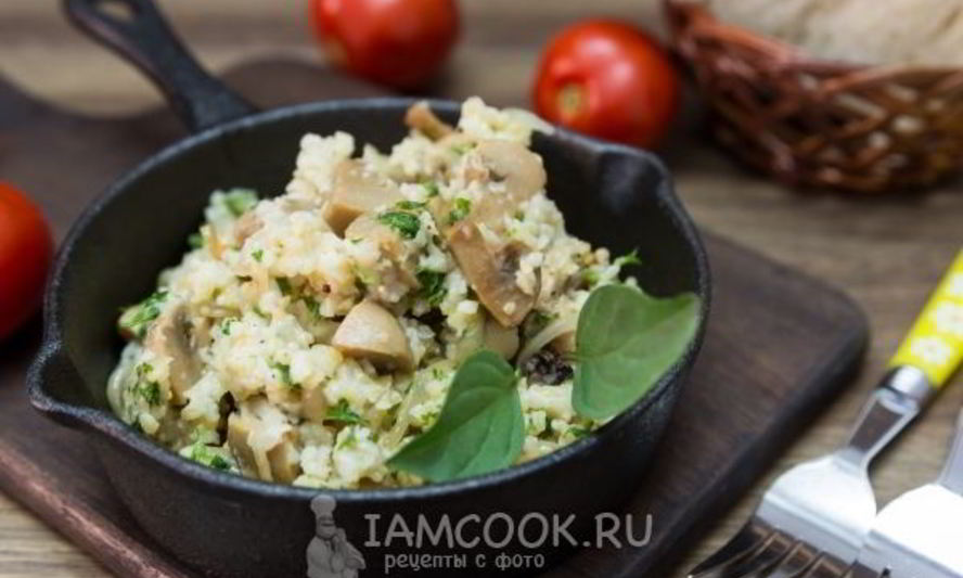 Рецепт пшеничной каши с грибами и жареным луком