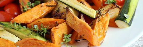 батат с цуккини в соусе из кленового сиропа