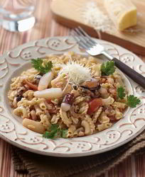 Овсяные гребешки с морским коктейлем