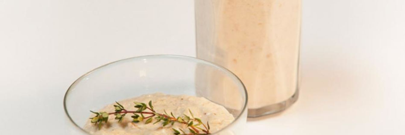 Ризотто из овсянки с грибами и овсяный смузи с грушей