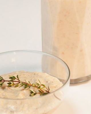 Ризотто из овсянки с грибами и овсяный смузи с грушей