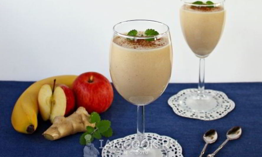 Рецепт яблочно-бананового смузи с имбирем