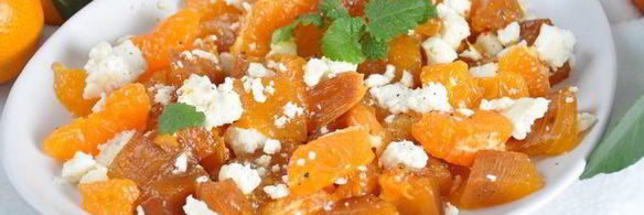 французский салат из хурмы с козьим сыром