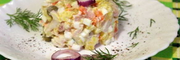 картофельный салат с кальмарами