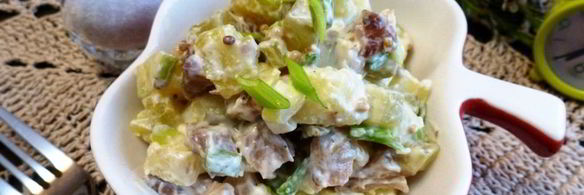 картофельный салат с копченой рыбой