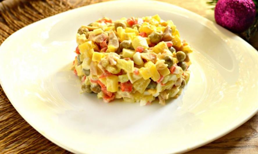 Рецепт оливье с кальмарами