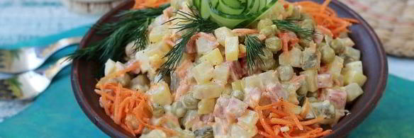 оливье с колбасой и корейской морковью