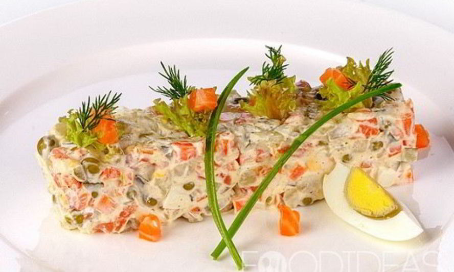 Рецепт оливье с семгой