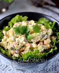 Салат Оливье без мяса и колбасы