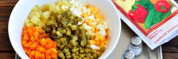 салат оливье без мяса и колбасы