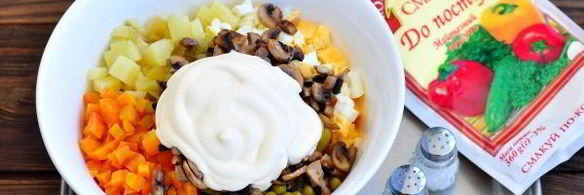 салат оливье без мяса и колбасы