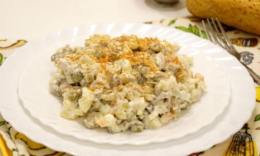 Рецепт салата оливье с индейкой