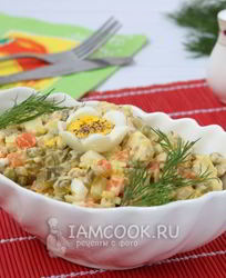 Салат Оливье со свининой