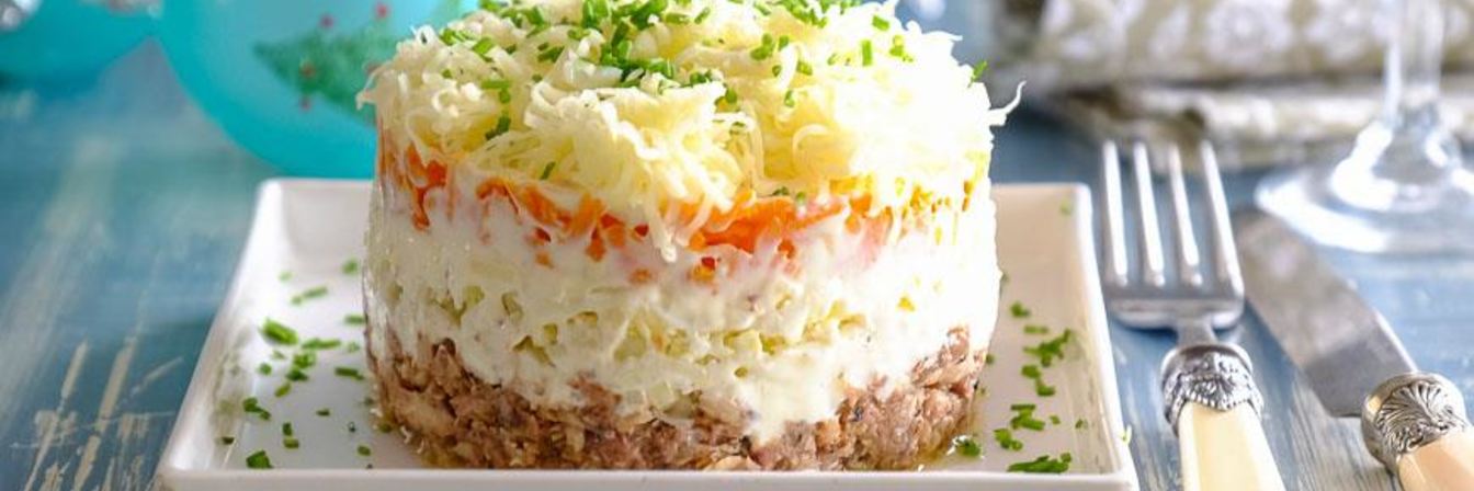 Салат Мимоза с сайрой