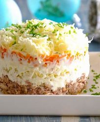 Салат Мимоза с сайрой