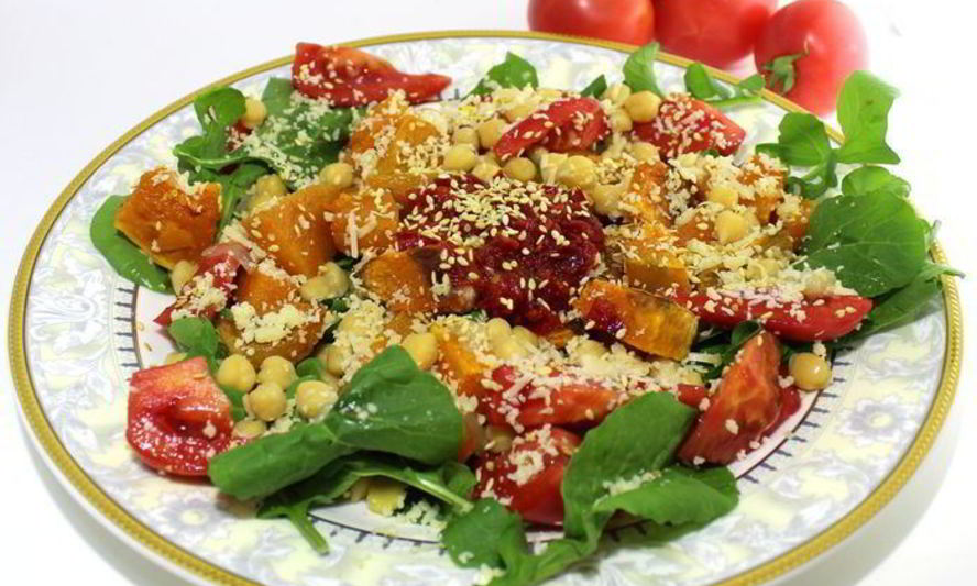 Рецепт салата осенняя палитра с тыквой и руколой