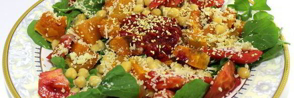 салат осенняя палитра с тыквой и руколой