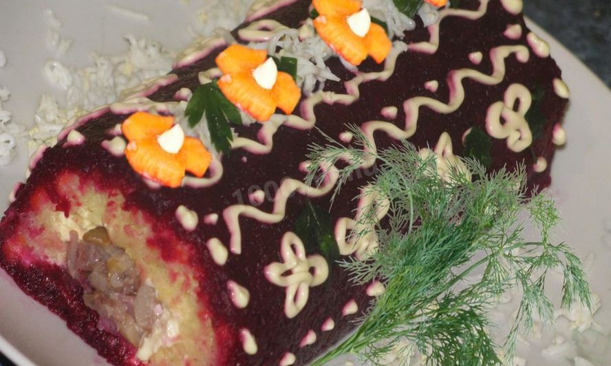 Рецепт рулета сельдь под шубой с мягким сыром
