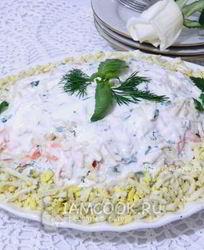 Селедка под легкой шубой с яблоком