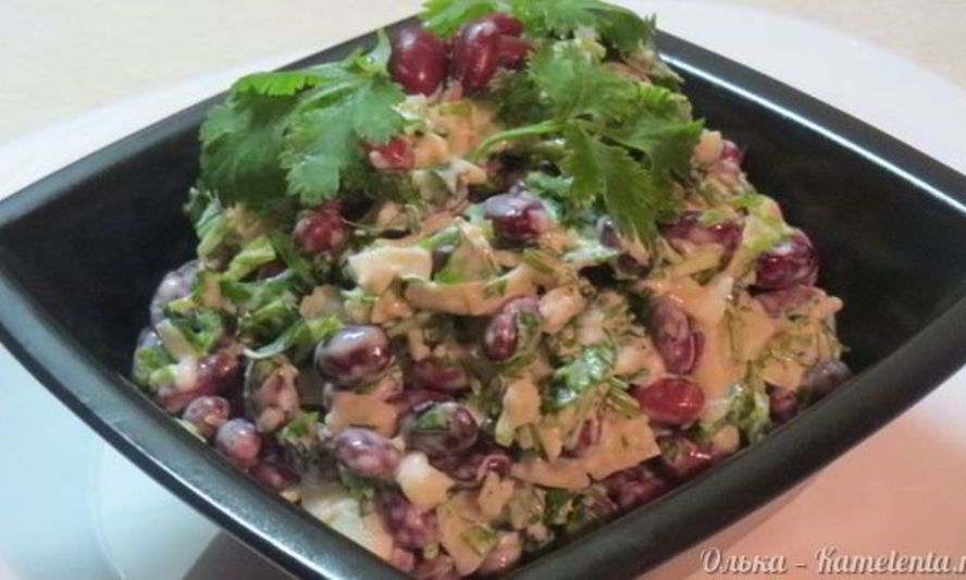 Рецепт салата с фасолью и кинзой