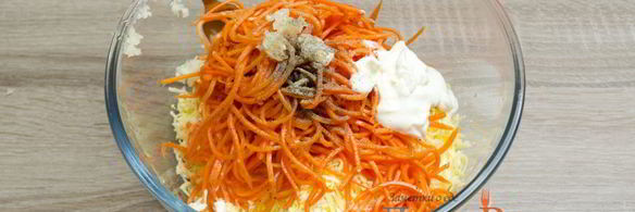 салат с корейской морковкой, яйцами и твердым сыром