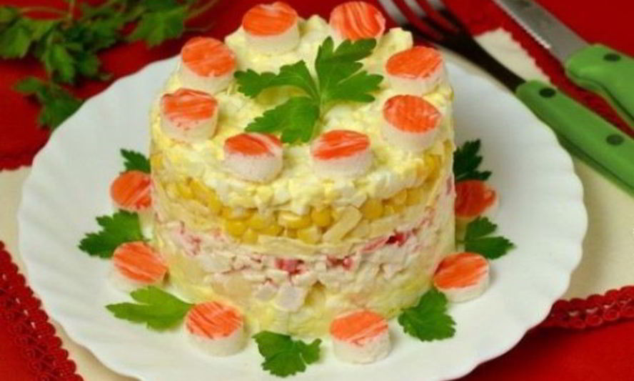Рецепт салата с крабовыми палочками