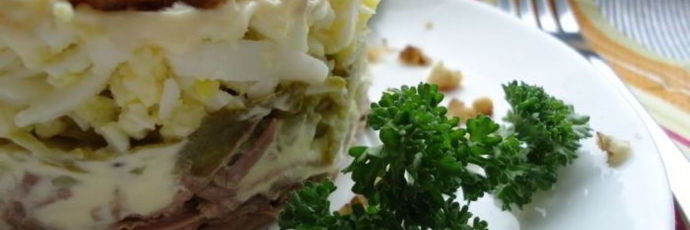 Салат с вареной говядиной