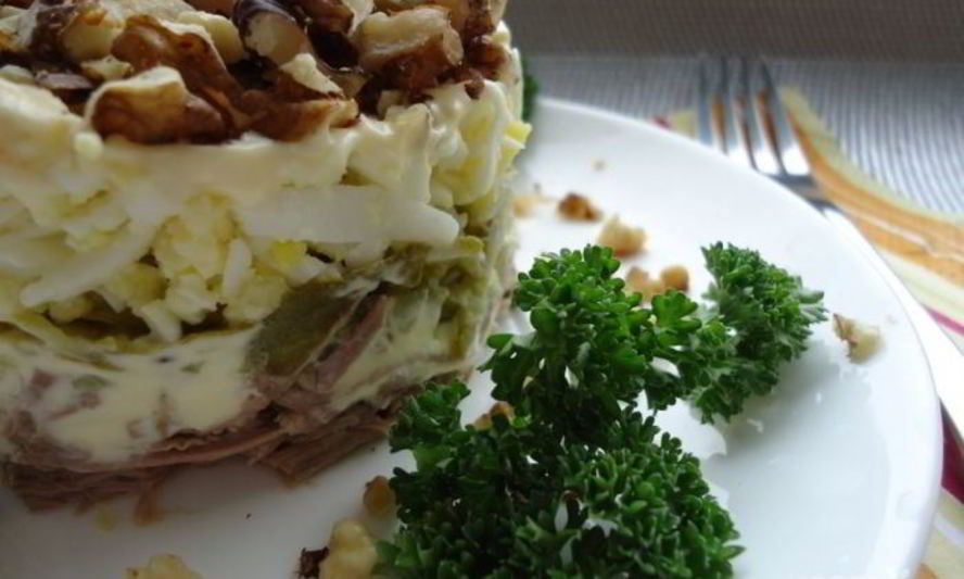 Рецепт салата с вареной говядиной