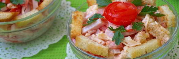 салат с ветчиной и помидорами